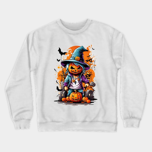 Spooky Pumpkin Crewneck Sweatshirt by Omerico